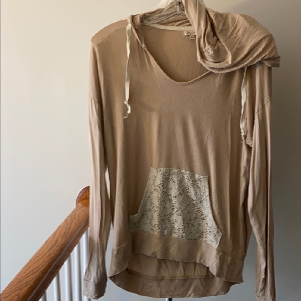 Anthropologie Lily White Long Sleeve Pullover Lace
